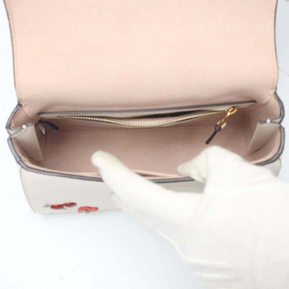 Kate Spade Katie Heart Embellished Small Top Leather Bag in White